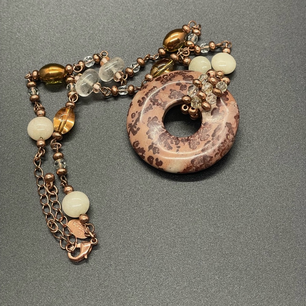 Lia Sophia Bronze Necklace with Natural Stones